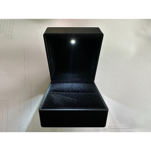 Black Ring Box with LED Light - Black Velvet interior - LED Light to showcase - Picture 1 of 6